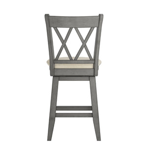 Lea Swivel Counter Stool Solid Wood X Back Upholstered Seat for Kitchen Islands