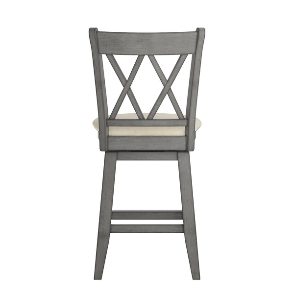 Lea Swivel Counter Stool Solid Wood X Back Upholstered Seat for Kitchen Islands