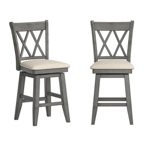 Lea Swivel Counter Stool Solid Wood X Back Upholstered Seat for Kitchen Islands