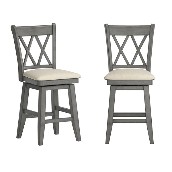 Lea Swivel Counter Stool Solid Wood X Back Upholstered Seat for Kitchen Islands