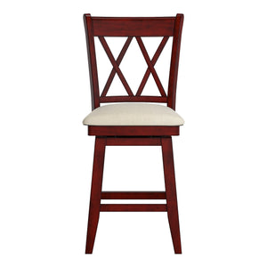 Lea Swivel Counter Stool Solid Wood X Back Upholstered Seat for Kitchen Islands