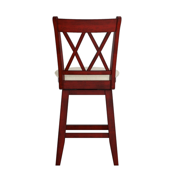 Lea Swivel Counter Stool Solid Wood X Back Upholstered Seat for Kitchen Islands