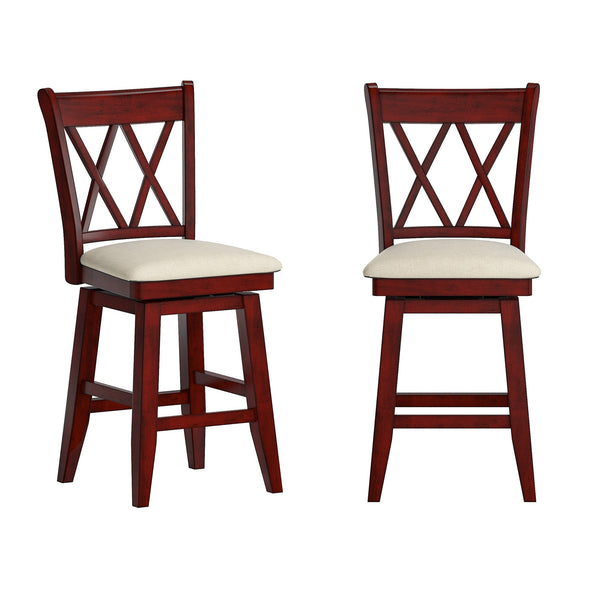 Lea Swivel Counter Stool Solid Wood X Back Upholstered Seat for Kitchen Islands