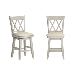 Lea Swivel Counter Stool Solid Wood X Back Upholstered Seat for Kitchen Islands