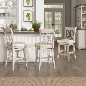Lea Swivel Counter Stool Solid Wood X Back Upholstered Seat for Kitchen Islands