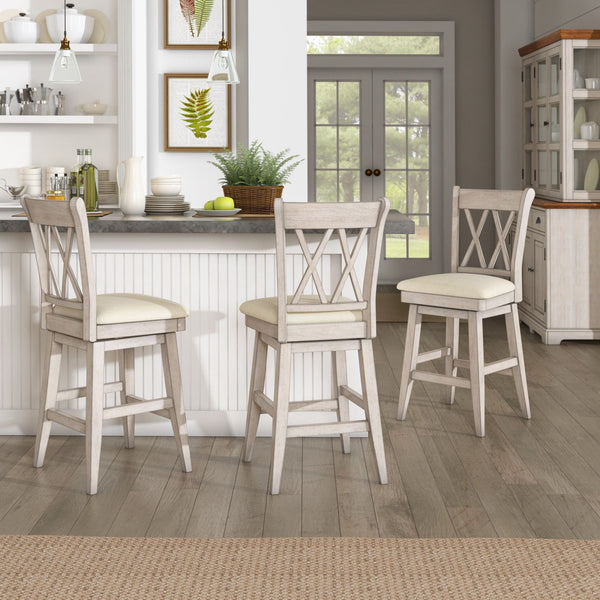 Lea Swivel Counter Stool Solid Wood X Back Upholstered Seat for Kitchen Islands