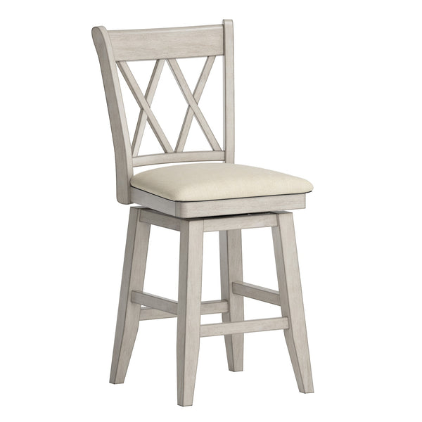 Lea Swivel Counter Stool Solid Wood X Back Upholstered Seat for Kitchen Islands