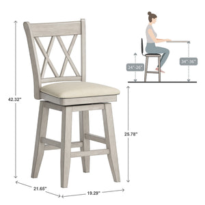 Lea Swivel Counter Stool Solid Wood X Back Upholstered Seat for Kitchen Islands
