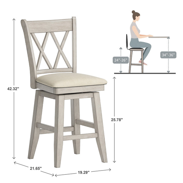 Lea Swivel Counter Stool Solid Wood X Back Upholstered Seat for Kitchen Islands