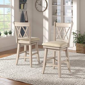 Lea Swivel Counter Stool Solid Wood X Back Upholstered Seat for Kitchen Islands