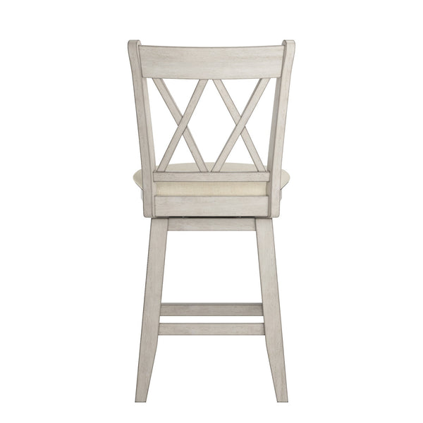 Lea Swivel Counter Stool Solid Wood X Back Upholstered Seat for Kitchen Islands