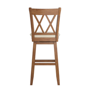 Lea Swivel Barstool Solid Rubberwood Cross Back Padded Seat for Kitchen Islands