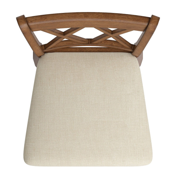 Lea Swivel Barstool Solid Rubberwood Cross Back Padded Seat for Kitchen Islands