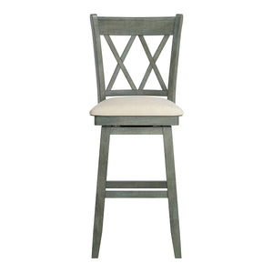 Lea Swivel Barstool Solid Rubberwood Cross Back Padded Seat for Kitchen Islands