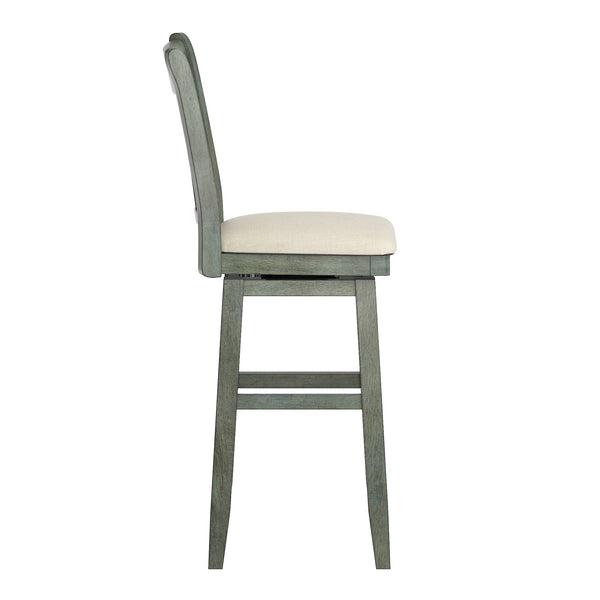 Lea Swivel Barstool Solid Rubberwood Cross Back Padded Seat for Kitchen Islands