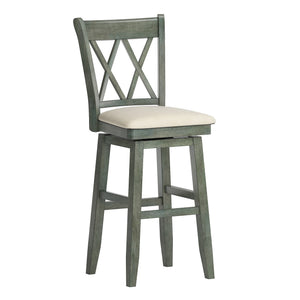 Lea Swivel Barstool Solid Rubberwood Cross Back Padded Seat for Kitchen Islands