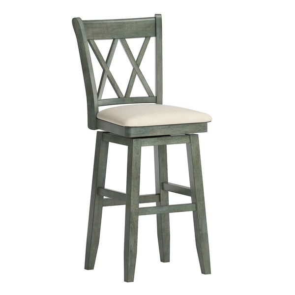 Lea Swivel Barstool Solid Rubberwood Cross Back Padded Seat for Kitchen Islands