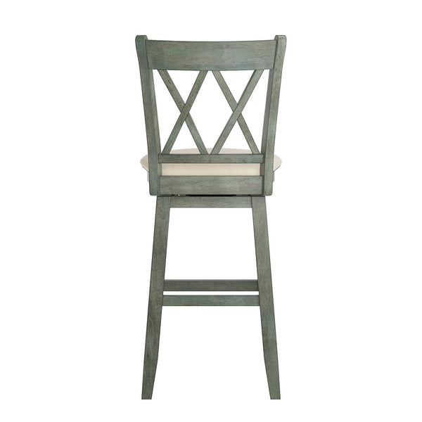 Lea Swivel Barstool Solid Rubberwood Cross Back Padded Seat for Kitchen Islands
