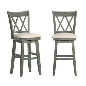 Lea Swivel Barstool Solid Rubberwood Cross Back Padded Seat for Kitchen Islands