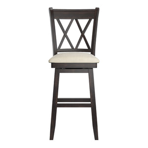 Lea Swivel Barstool Solid Rubberwood Cross Back Padded Seat for Kitchen Islands