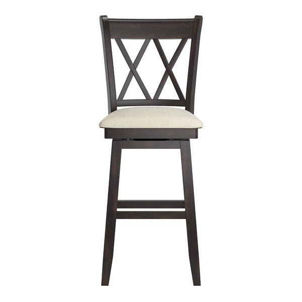 Lea Swivel Barstool Solid Rubberwood Cross Back Padded Seat for Kitchen Islands