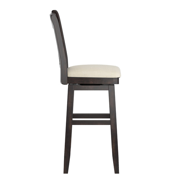 Lea Swivel Barstool Solid Rubberwood Cross Back Padded Seat for Kitchen Islands