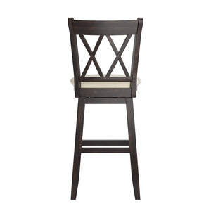 Lea Swivel Barstool Solid Rubberwood Cross Back Padded Seat for Kitchen Islands