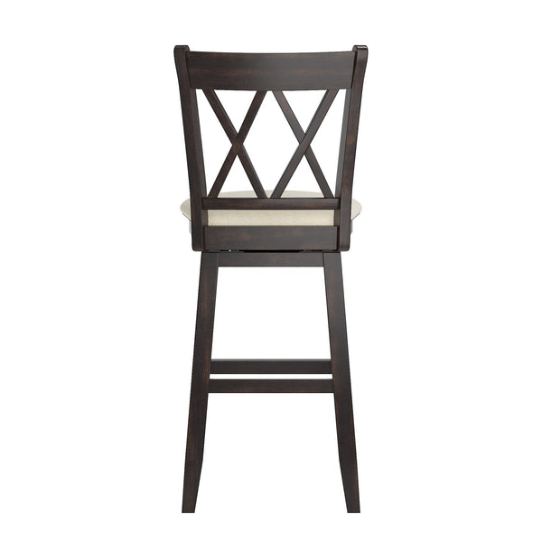 Lea Swivel Barstool Solid Rubberwood Cross Back Padded Seat for Kitchen Islands