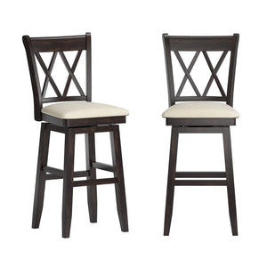 Lea Swivel Barstool Solid Rubberwood Cross Back Padded Seat for Kitchen Islands