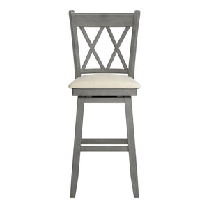 Lea Swivel Barstool Solid Rubberwood Cross Back Padded Seat for Kitchen Islands