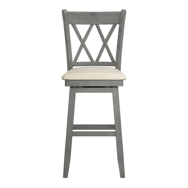 Lea Swivel Barstool Solid Rubberwood Cross Back Padded Seat for Kitchen Islands