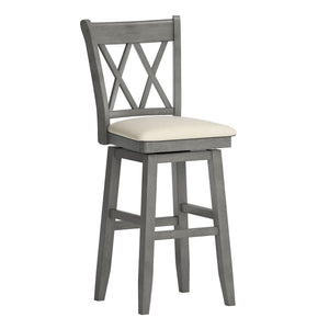 Lea Swivel Barstool Solid Rubberwood Cross Back Padded Seat for Kitchen Islands