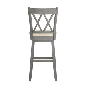 Lea Swivel Barstool Solid Rubberwood Cross Back Padded Seat for Kitchen Islands