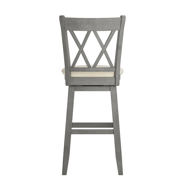 Lea Swivel Barstool Solid Rubberwood Cross Back Padded Seat for Kitchen Islands