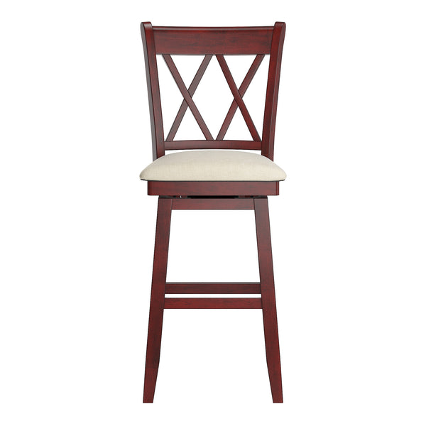 Lea Swivel Barstool Solid Rubberwood Cross Back Padded Seat for Kitchen Islands