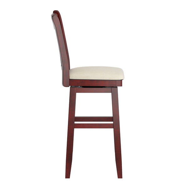 Lea Swivel Barstool Solid Rubberwood Cross Back Padded Seat for Kitchen Islands