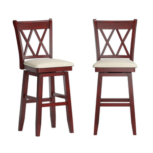 Lea Swivel Barstool Solid Rubberwood Cross Back Padded Seat for Kitchen Islands