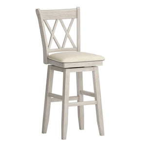 Lea Swivel Barstool Solid Rubberwood Cross Back Padded Seat for Kitchen Islands