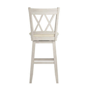 Lea Swivel Barstool Solid Rubberwood Cross Back Padded Seat for Kitchen Islands