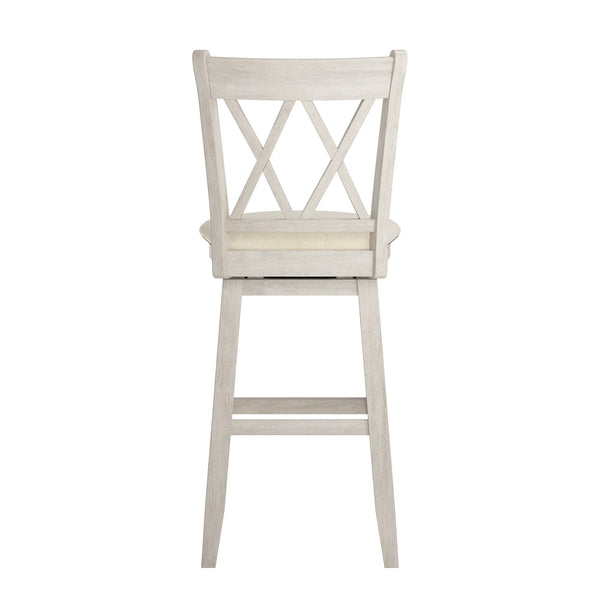 Lea Swivel Barstool Solid Rubberwood Cross Back Padded Seat for Kitchen Islands