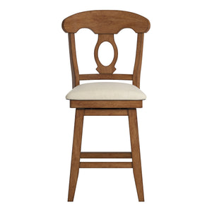 Homelegance Lea Swivel Counter Stool Rubberwood Napoleon Back Padded Seat Kitchen Island Oak 530SW4-24AK