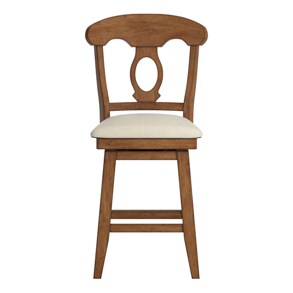 Homelegance Lea Swivel Counter Stool Rubberwood Napoleon Back Padded Seat Kitchen Island Oak 530SW4-24AK