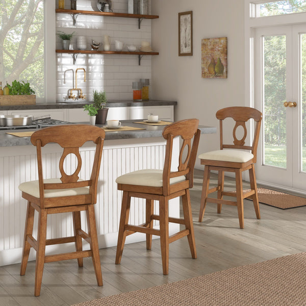 Lea Swivel Counter Stool Rubberwood Napoleon Back Padded Seat Kitchen Island