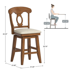 Lea Swivel Counter Stool Rubberwood Napoleon Back Padded Seat Kitchen Island