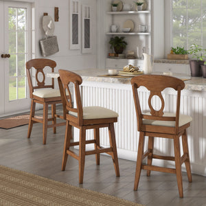 Lea Swivel Counter Stool Rubberwood Napoleon Back Padded Seat Kitchen Island