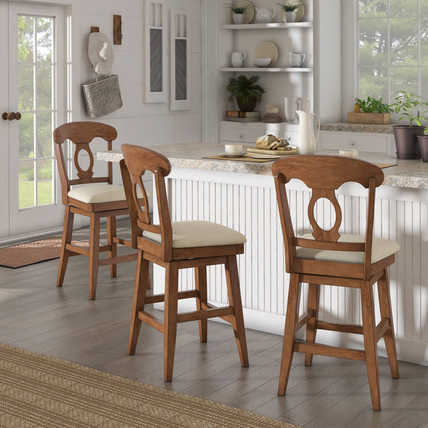 Lea Swivel Counter Stool Rubberwood Napoleon Back Padded Seat Kitchen Island