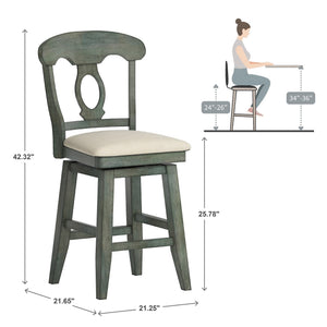 Lea Swivel Counter Stool Rubberwood Napoleon Back Padded Seat Kitchen Island
