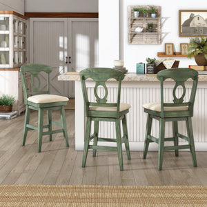 Lea Swivel Counter Stool Rubberwood Napoleon Back Padded Seat Kitchen Island