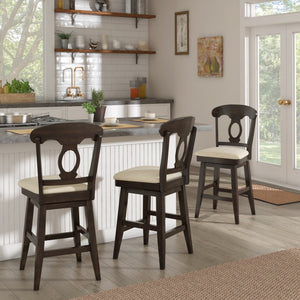Lea Swivel Counter Stool Rubberwood Napoleon Back Padded Seat Kitchen Island