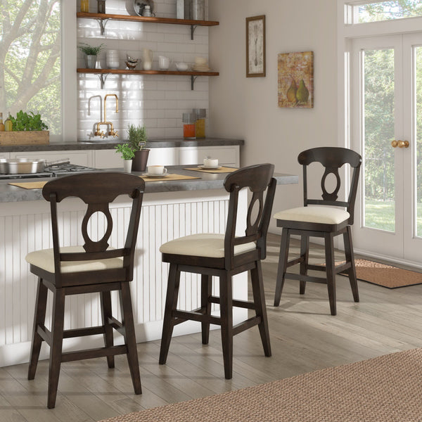 Lea Swivel Counter Stool Rubberwood Napoleon Back Padded Seat Kitchen Island